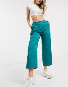 Сине-зеленые прямые брюки ASOS DESIGN-Темно-синий