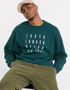 Зеленый oversized-свитшот с принтом ASOS DESIGN