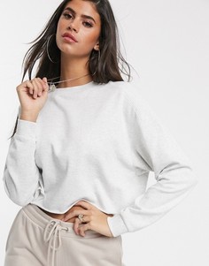 Свободный меланжевый свитшот с контрастной строчкой ASOS DESIGN-Белый