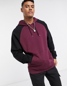 Худи oversized сливового цвета с черными рукавами ASOS DESIGN-Красный