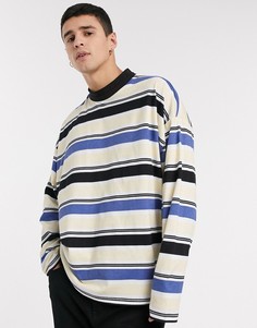 Oversized-лонгслив в горизонтальную полоску ASOS DESIGN-Синий