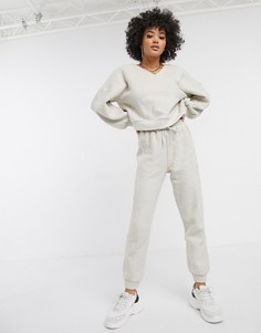 Пушистый спортивный костюм со свитшотом и джоггерами ASOS DESIGN-Кремовый