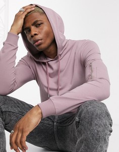 Худи фиолетового цвета обтягивающего коя с карманом MA1 ASOS DESIGN-Фиолетовый