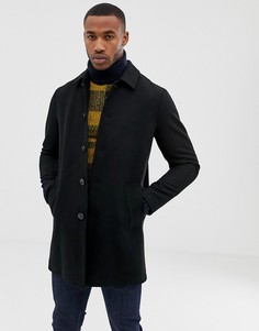 Черное пальто с добавлением шерсти ASOS DESIGN-Черный