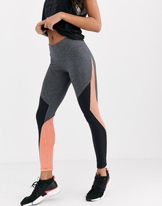 Леггинсы в стиле колор блок Reebok lux-Серый