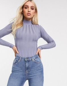 Боди светло-синего цвета в рубчик Missguided-Синий