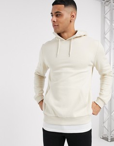 Худи бежевого цвета с контрастным краем ASOS DESIGN-Бежевый