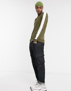 Обтягивающий свитшот хаки с полосками ASOS DESIGN-Зеленый