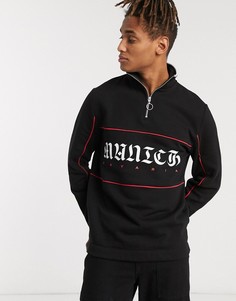 Свитшот с молнией и контрастной отделкой ASOS DESIGN-Черный