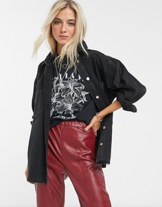 Черная джинсовая рубашка Topshop-Черный