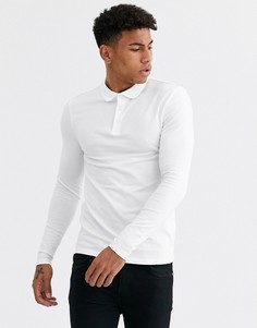 Белое обтягивающее поло из органического хлопка с длинными рукавами ASOS DESIGN-Белый
