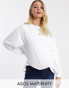 Белый oversize-лонгслив ASOS DESIGN Maternity