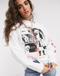 Oversize-лонгслив с принтом ASOS DESIGN-Белый