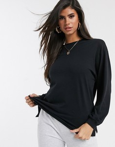 Черная oversize-футболка с длинными рукавами ASOS DESIGN-Черный