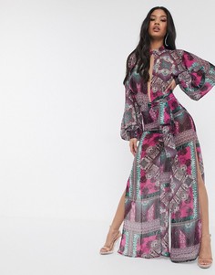 Широкие брюки с принтом Missguided Peace + Love-Мульти