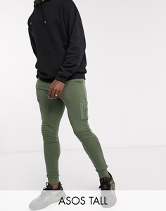 Джоггеры скинни цвета хаки ASOS DESIGN Tall-Зеленый