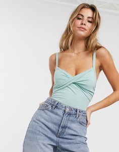 Боди шалфейно-зеленого цвета Miss Selfridge-Зеленый