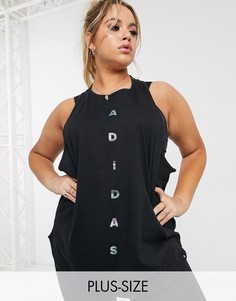 Черная майка с логотипом adidas Plus-Черный