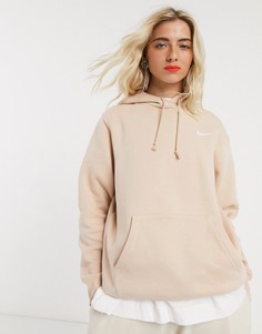 Бежевый oversize-худи с галочкой Nike