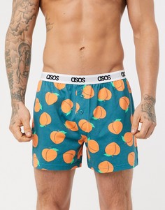 Сине-зеленые трикотажные боксеры с принтом и логотипом на поясе ASOS DESIGN-Мульти