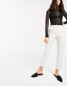 Льняные брюки-сигареты в полоску ASOS DESIGN-Мульти