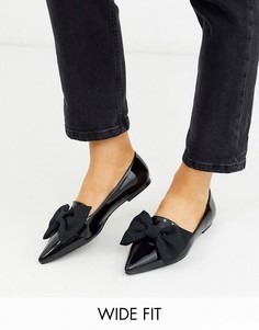 Черные балетки для широкой стопы с заостренным носком ASOS DESIGN-Черный