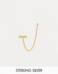 Серебряная позолоченная серьга с цепочкой ASOS DESIGN-Золотой