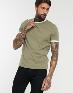 Футболка из органического хлопка цвета хаки ASOS DESIGN-Мульти