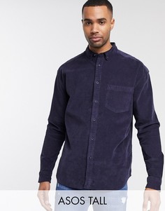 Темно-синяя свободная вельветовая рубашка в стиле 90-х ASOS DESIGN Tall-Темно-синий