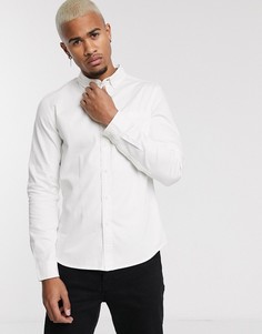 Белая эластичная приталенная джинсовая рубашка ASOS DESIGN-Белый