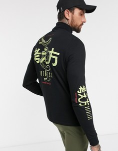 Водолазка из органического хлопка с принтом на спине ASOS DESIGN-Черный