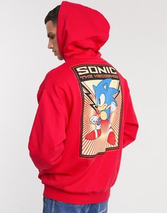 Худи oversized красного цвета с принтом \"Sonic\" на спине ASOS DESIGN-Красный