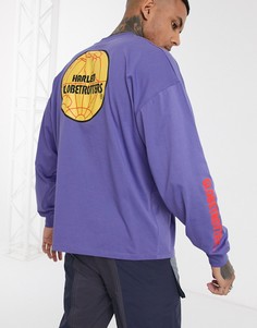 Свободный лонгслив с комбинированным принтом ASOS DESIGN-Фиолетовый