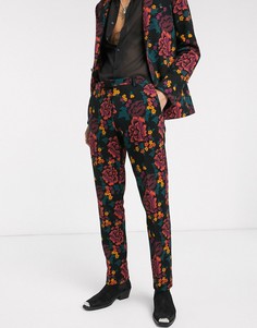 Черные трикотажные брюки с цветочным принтом Twisted Tailor-Черный