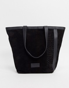 Кожаная сумка-тоут с замшевой вставкой Urbancode-Черный