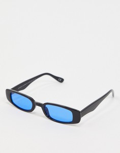 Квадратные очки в стиле 90-х с синими стеклами ASOS DESIGN-Черный