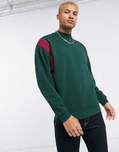 Зеленый свободный свитшот в стиле колор блок ASOS DESIGN