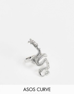 Серебристое кольцо с драконом ASOS DESIGN Curve-Серебряный