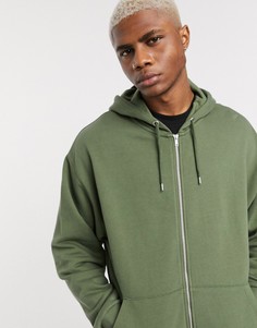 Oversized-худи цвета хаки на молнии ASOS DESIGN-Зеленый