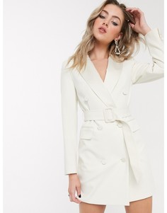Платье-смокинг цвета слоновой кости Topshop-Белый