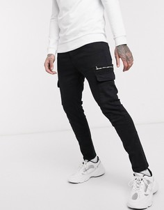Черные брюки-карго скинни Bershka-Черный