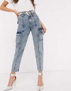 Синие джинсы с поясом River Island-Синий