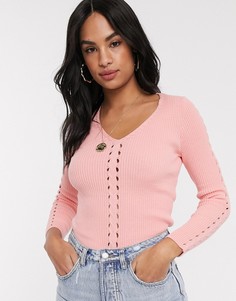 Розовый джемпер с V-образным вырезом River Island