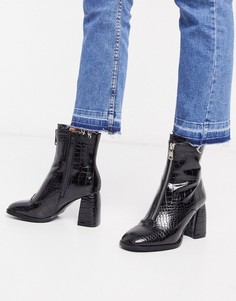 Черные ботильоны на каблуке-трапеции Miss Selfridge-Черный
