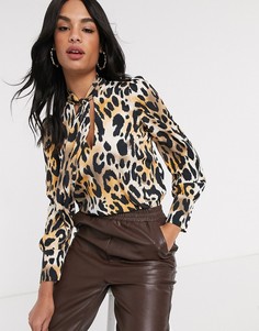 Блузка с длинными рукавами и леопардовым принтом River Island-Мульти