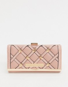 Розовый стеганый кошелек с отделкой заклепками River Island