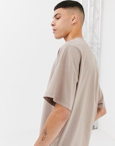 Бежевая oversize-футболка из органического хлопка с круглым вырезом ASOS DESIGN-Бежевый