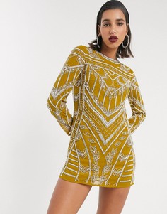 Платье мини с отделкой ASOS DESIGN-Желтый