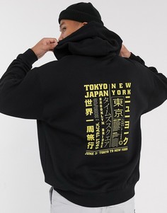 Черное oversize-худи с принтом на спине ASOS DESIGN-Черный