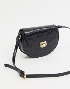 Черная сумка с эффектом крокодиловой кожи New Look-Черный